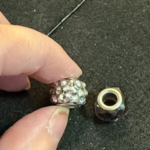 Sparkling Silver Pave Bead Charm - Women's Jewelry Pandora Like